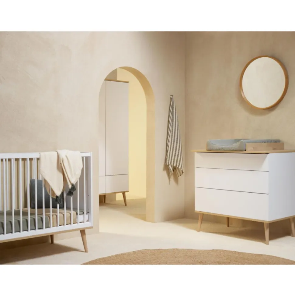 Plan à langer pour commode flow white et oak