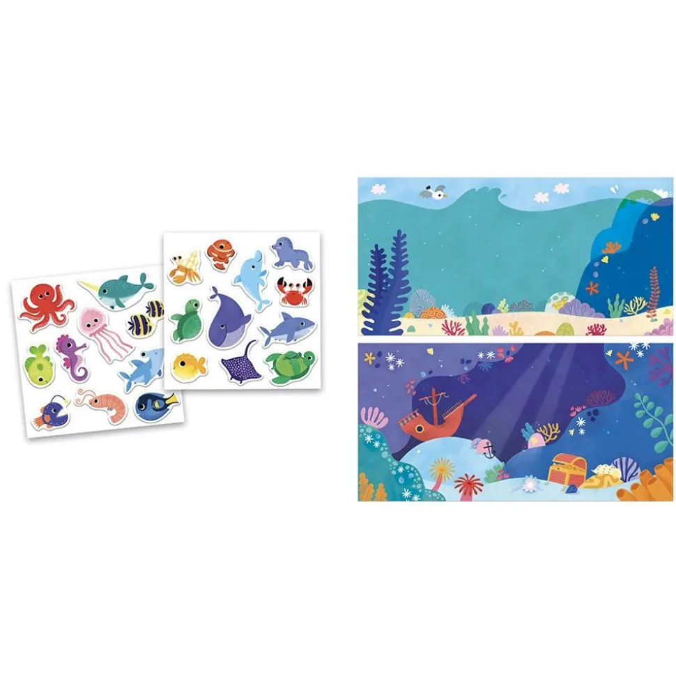 Pochette de stickers gommettes repositionnables la mer