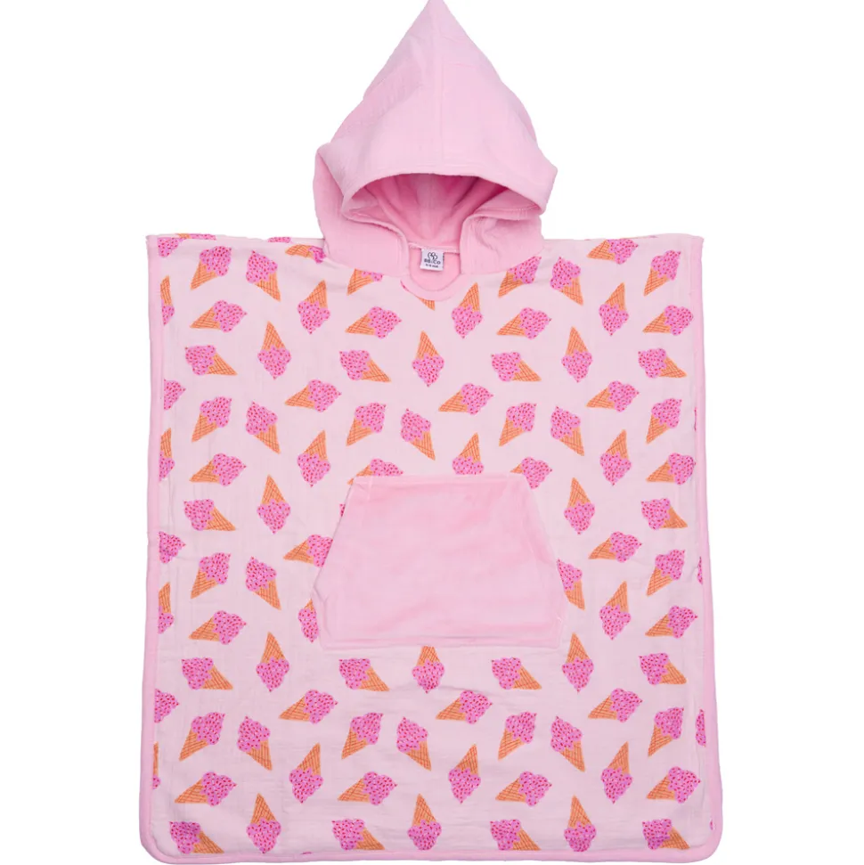 Poncho à capuche bambou et gaze de coton cornets de glace 3/5ans