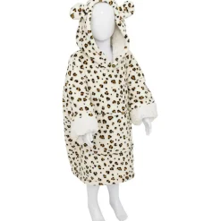 Poncho à capuche léopard flanelle