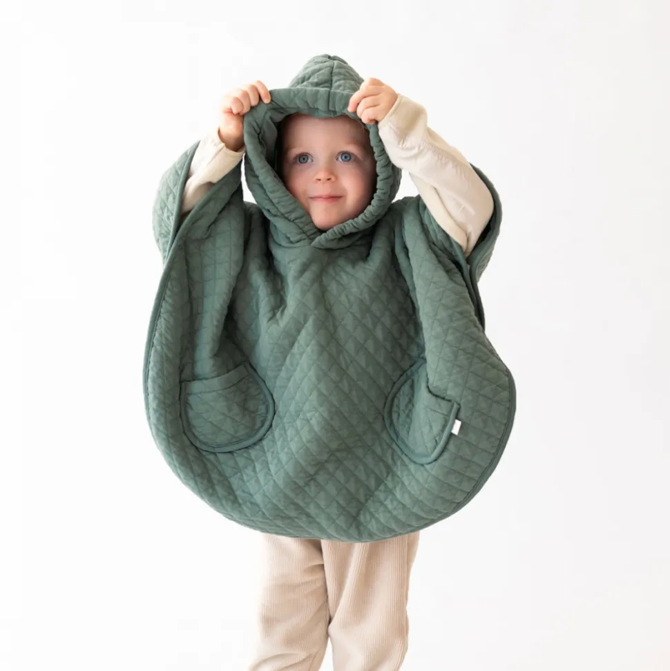 Poncho chaud de voyage pady quilted jersey vert
