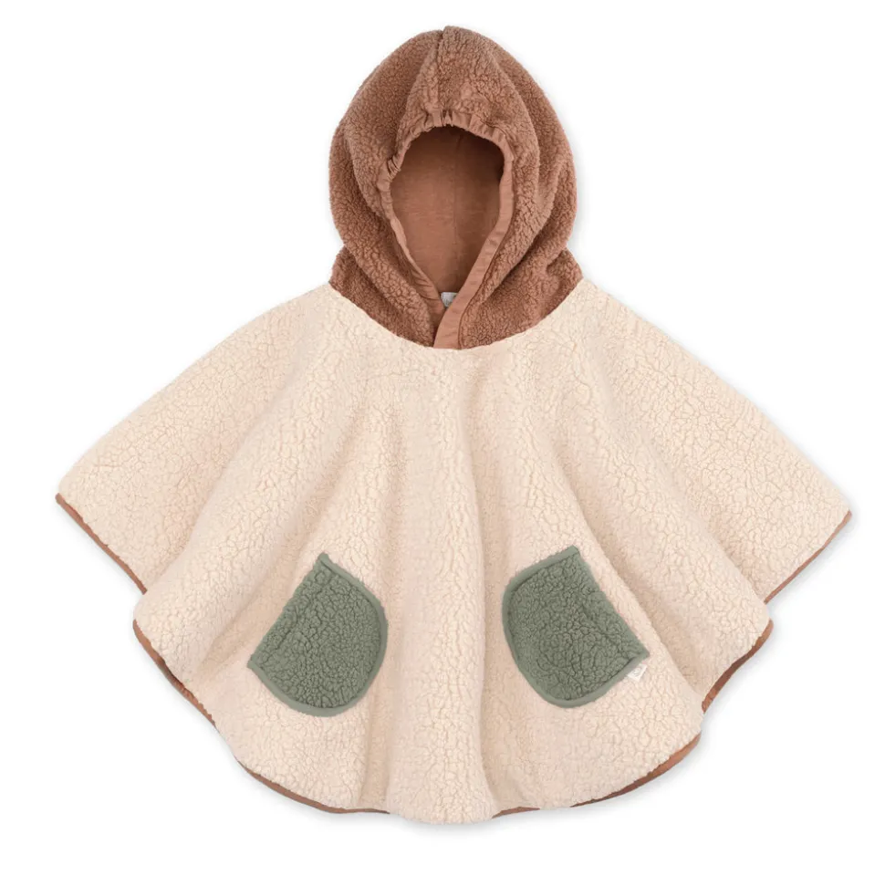Poncho chaud de voyage teddy bouclette ficelle / muffin