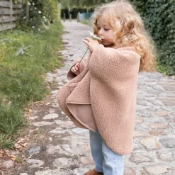 Poncho chaud de voyage teddy bouclette natural
