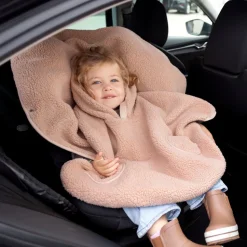 Poncho chaud de voyage teddy bouclette natural