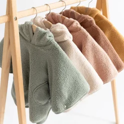 Poncho chaud de voyage teddy bouclette kaki
