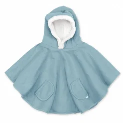 Poncho chaud teddy bleu minéral