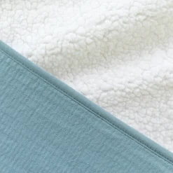 Poncho chaud teddy bleu minéral