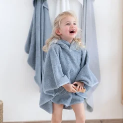 Poncho de bain éponge bleu stone