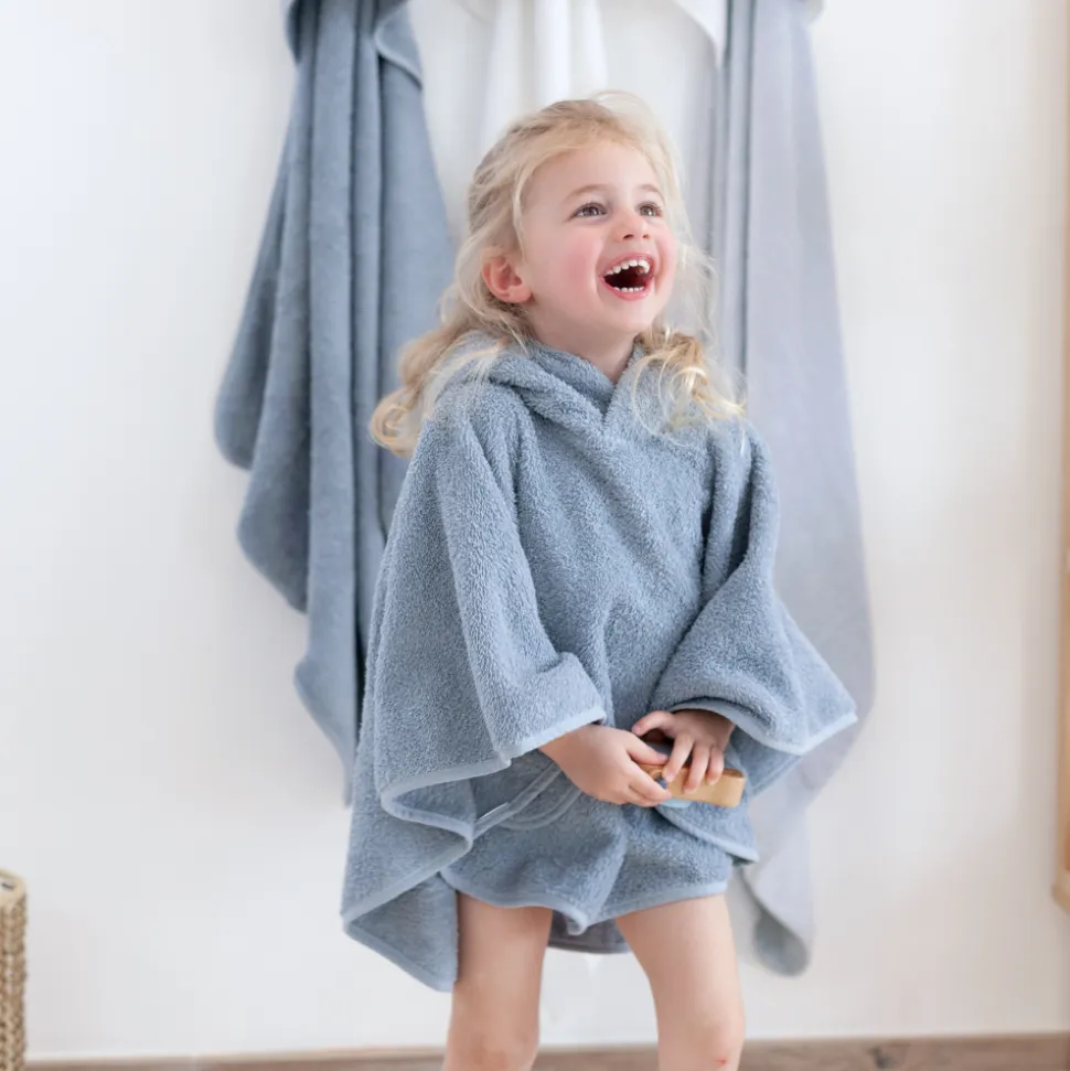 Poncho de bain éponge bleu stone