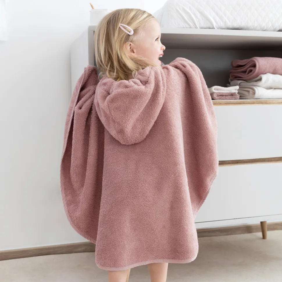 Poncho de bain éponge rose poudré