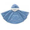 Poncho imperméable avec sherpa 12/24mois carreaux bleus/blancs