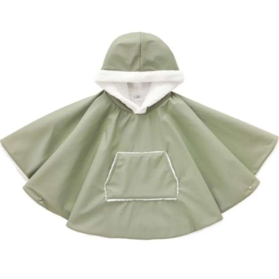 Poncho imperméable avec sherpa 12/24mois vert sauge