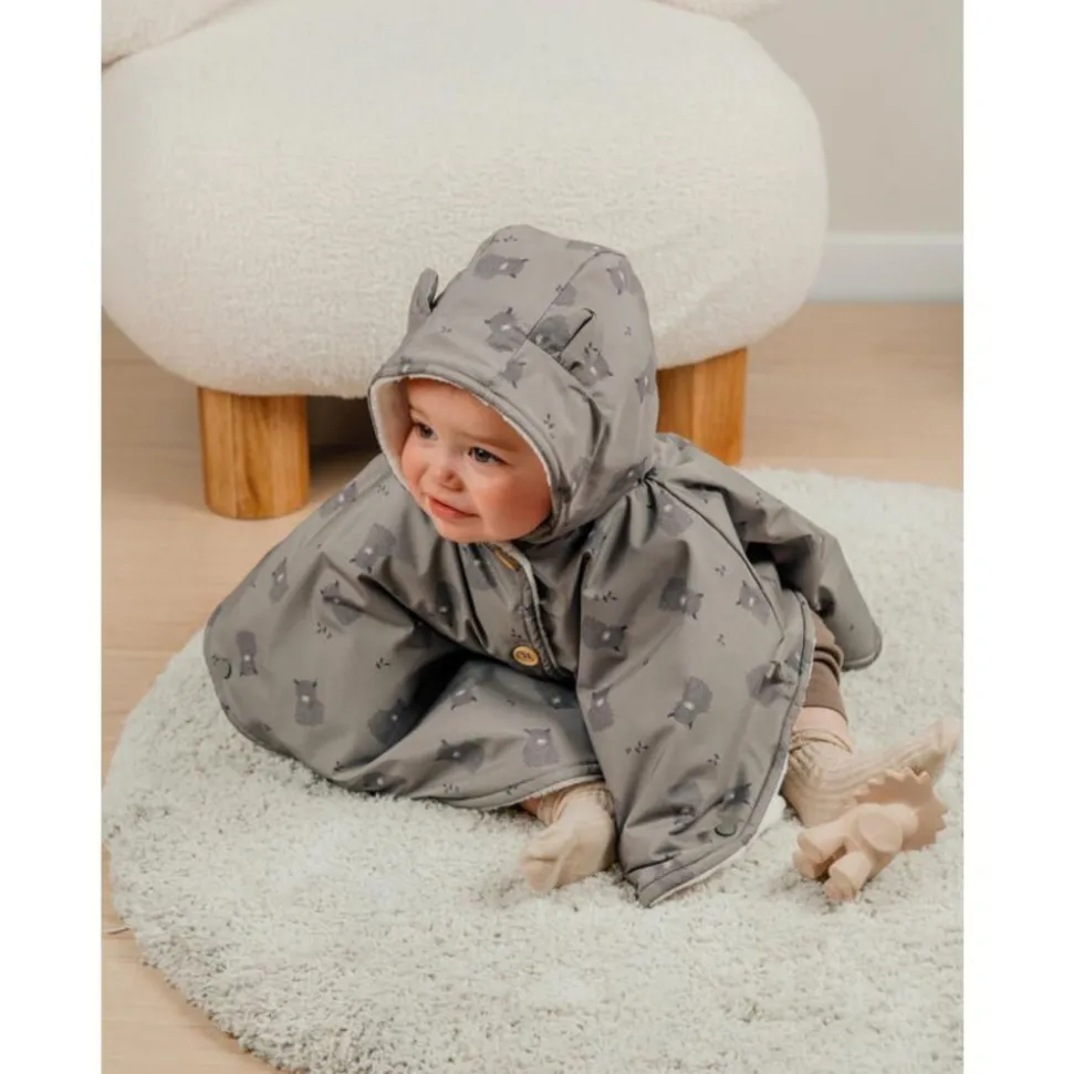 Poncho imperméable doublure groloudoux 6-12m - kaki