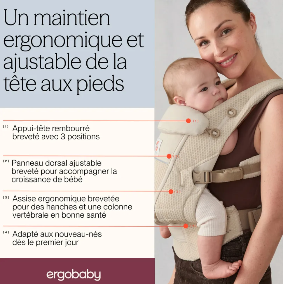 Porte-bébé adapt mesh softflex - natural beige