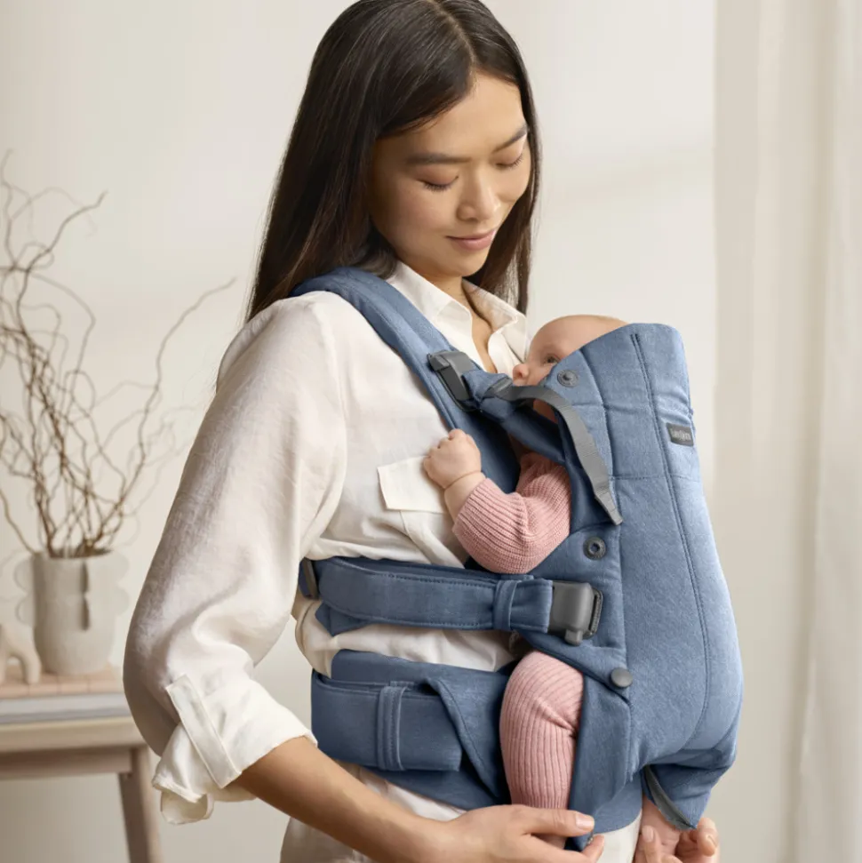 Porte bébé harmony melange tissé chiné bleu