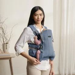 Porte bébé harmony melange tissé chiné bleu