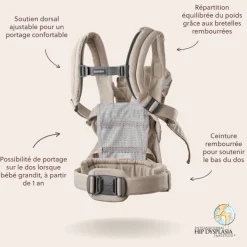 Porte bébé harmony melange tissé beige clair