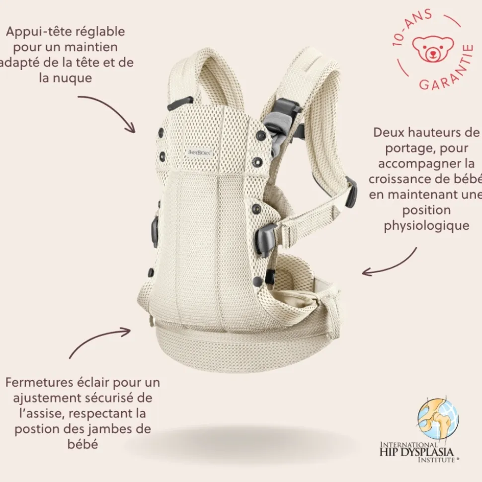 Porte bébé harmony mesh 3d crème
