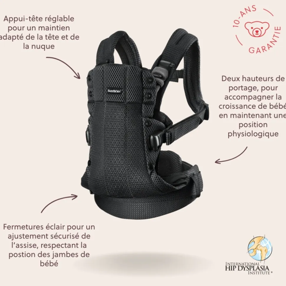 Porte bébé harmony mesh 3d noir
