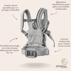 Porte bébé harmony tissé chiné gris