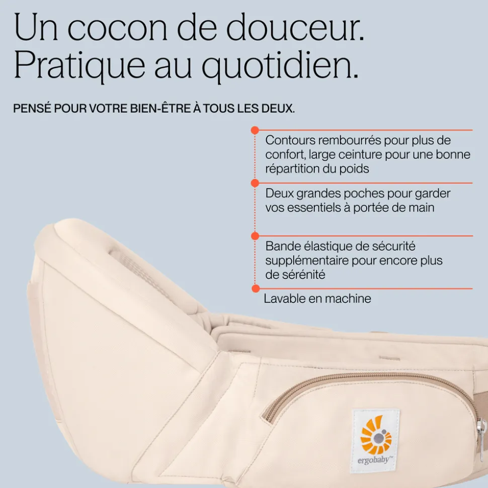 Porte bébé lift hip seat pearl grey