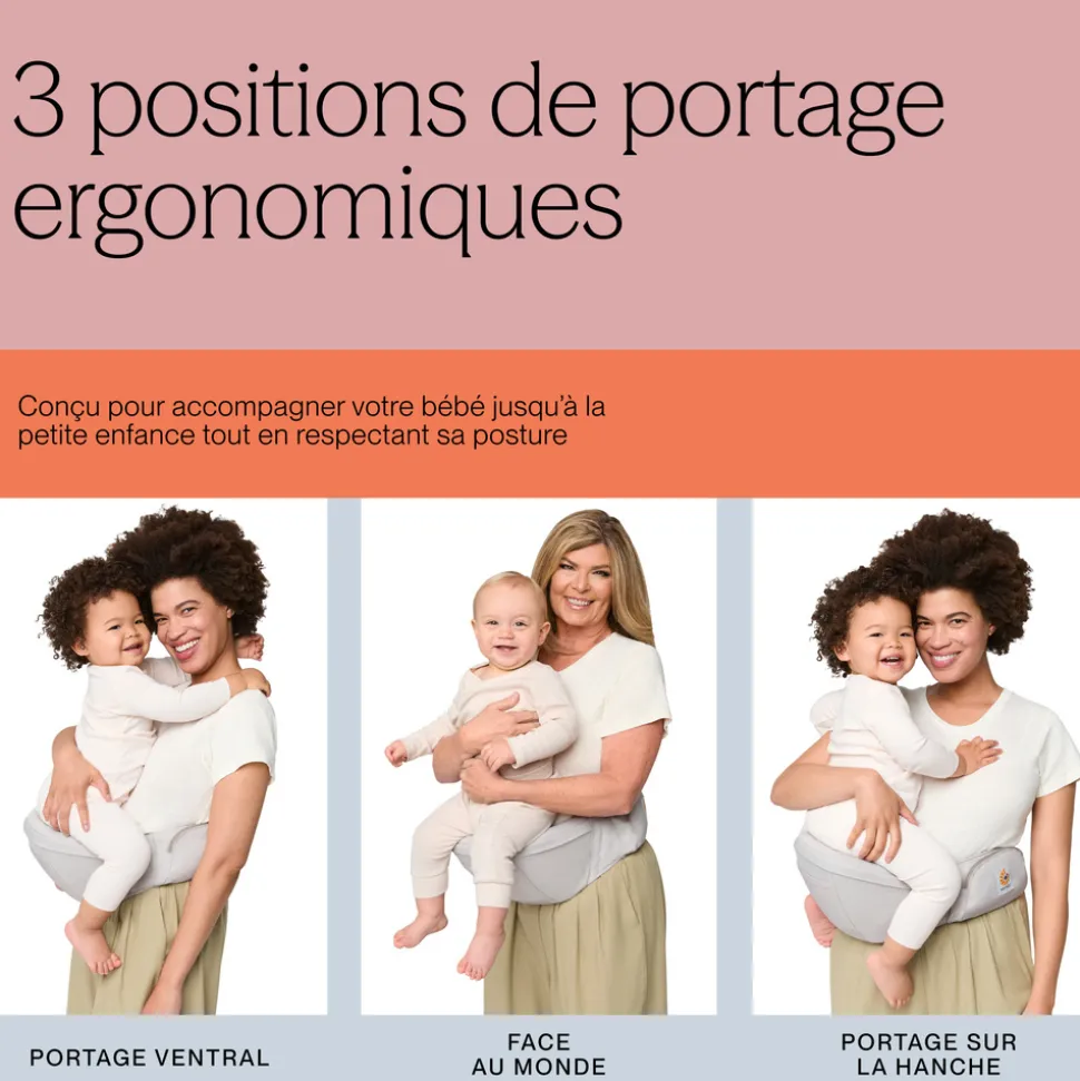 Porte bébé lift hip seat pearl grey
