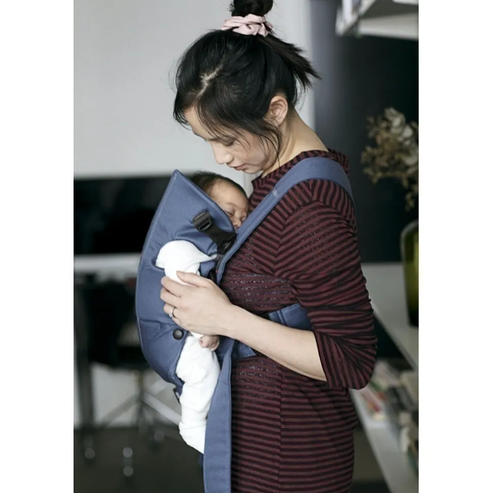 Porte bébé mini coton bleu indigo