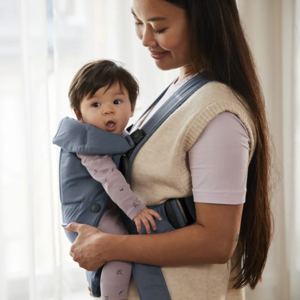 Porte bébé mini coton bleu indigo