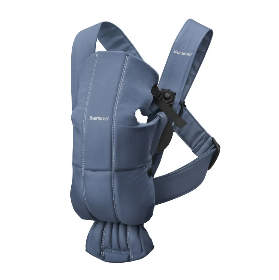 Porte bébé mini coton bleu indigo