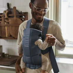 Porte bébé mini coton bleu indigo