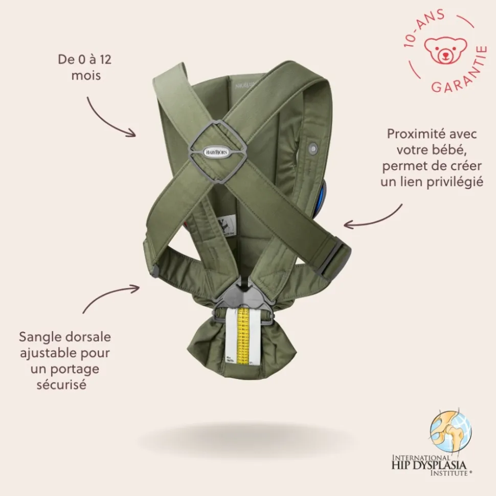 Porte bébé mini coton vert foncé