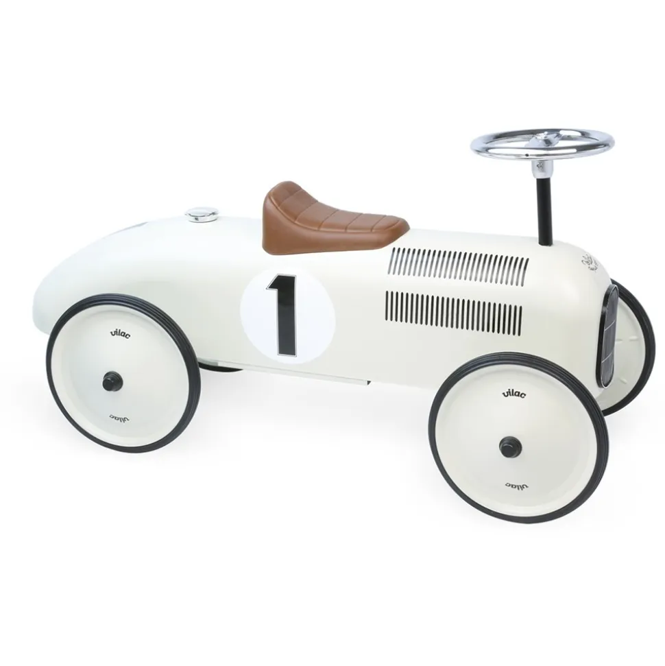 Porteur bébé voiture vintage blanc crème