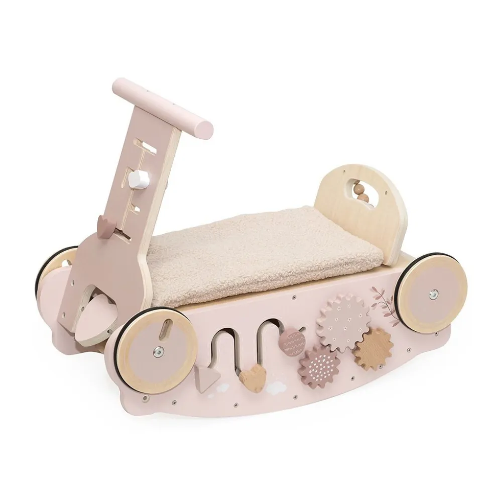 Porteur en bois 3 en 1 - rose