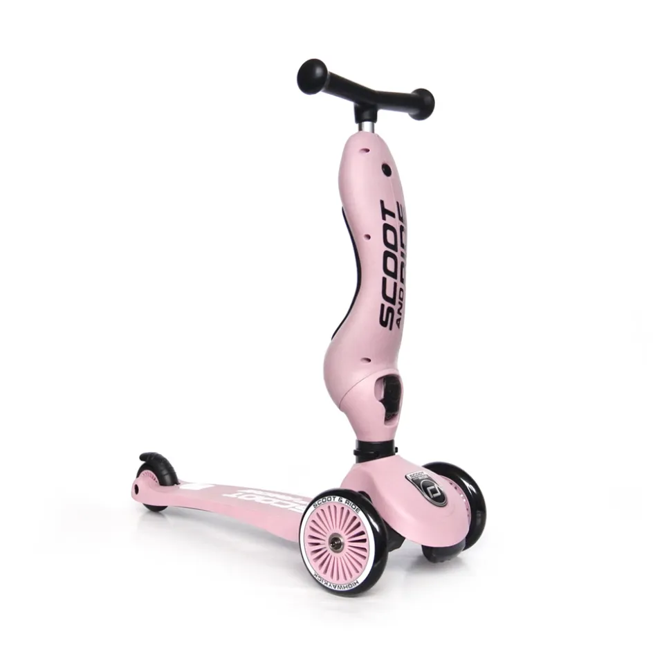 Porteur 2 en 1 évolutif en trottinette highwaykick 1 rose
