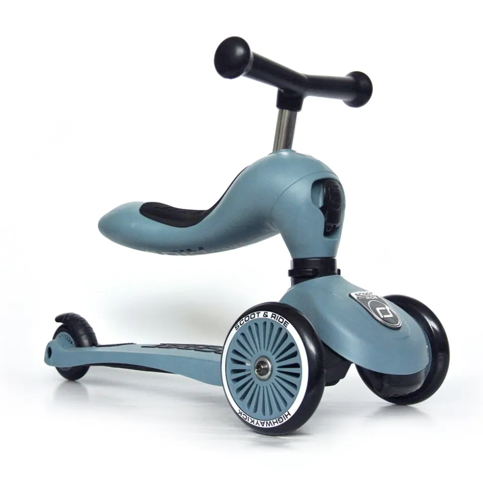 Porteur 2 en 1 évolutif en trottinette highwaykick 1 bleu acier