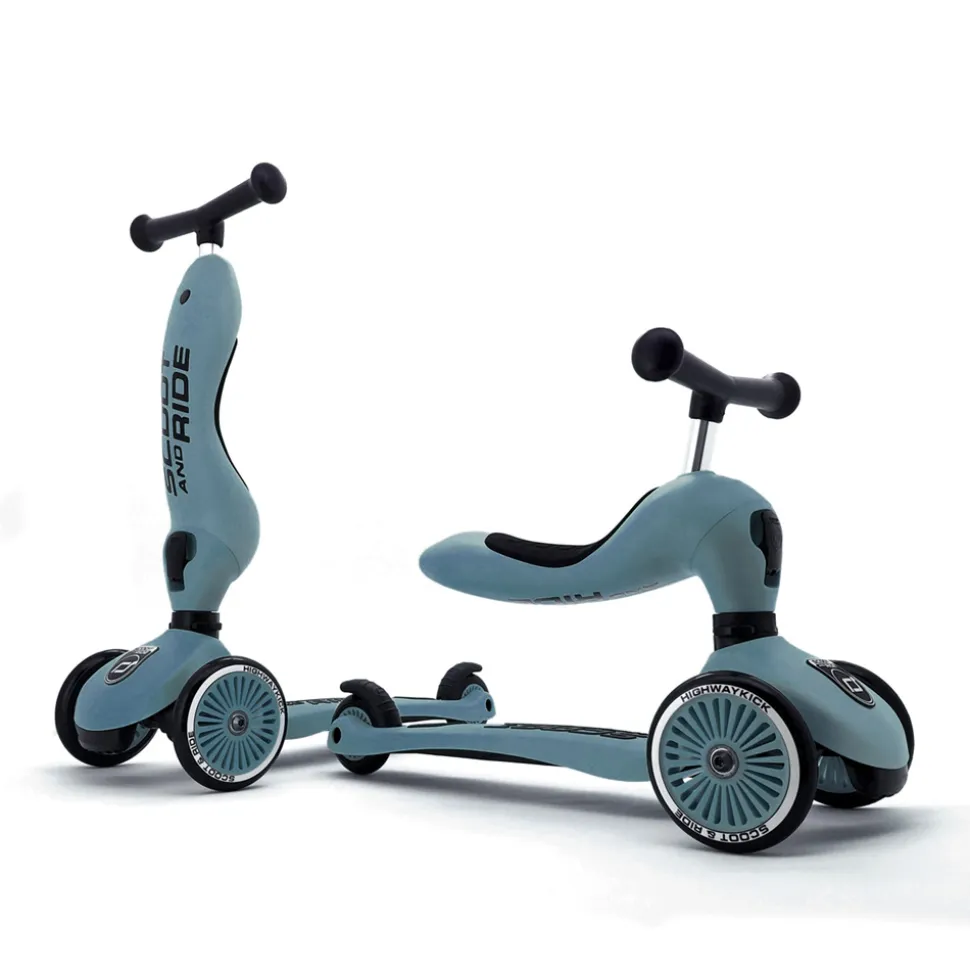 Porteur 2 en 1 évolutif en trottinette highwaykick 1 bleu acier