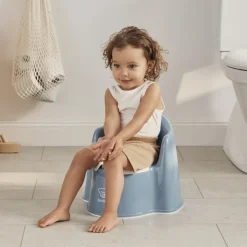Pot fauteuil bleu profond et blanc