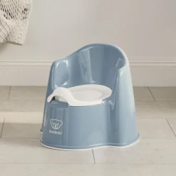 Pot fauteuil bleu profond et blanc