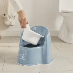 Pot fauteuil bleu profond et blanc
