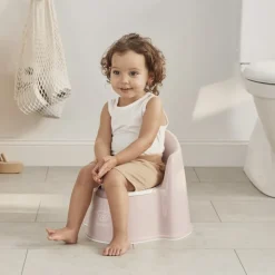 Pot fauteuil rose pastel et blanc