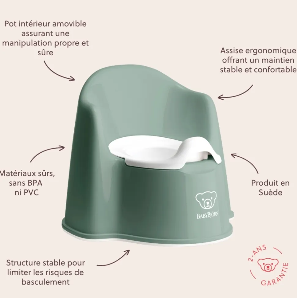 Pot fauteuil vert profond et blanc