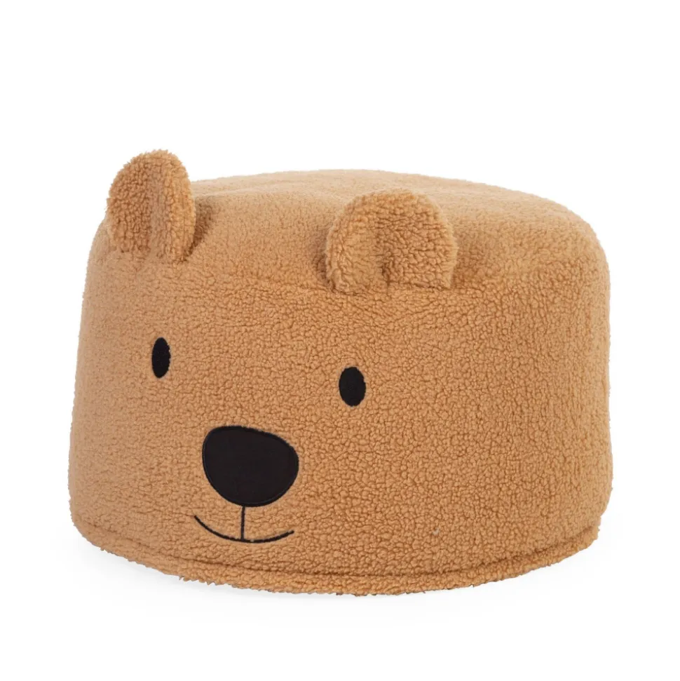 Pouf enfant teddy bear beige en bouclette - 40 cm