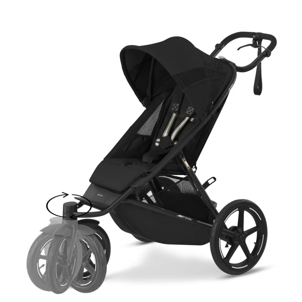 Poussette avi spin 3 roues tout-terrain et running moon black
