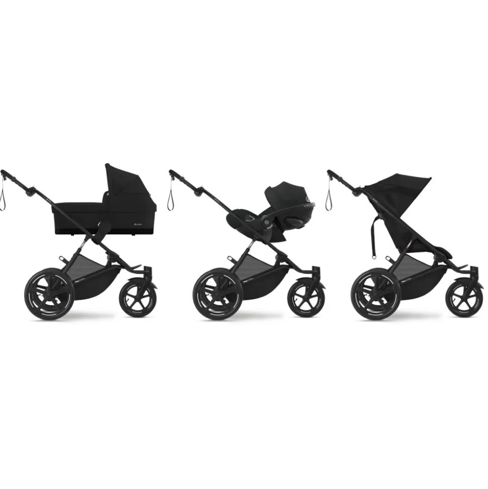 Poussette avi spin 3 roues tout-terrain et running moon black
