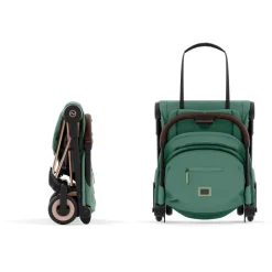 Poussette compacte coya leaf green châssis rosegold