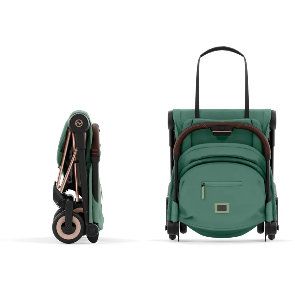 Poussette compacte coya leaf green châssis rosegold