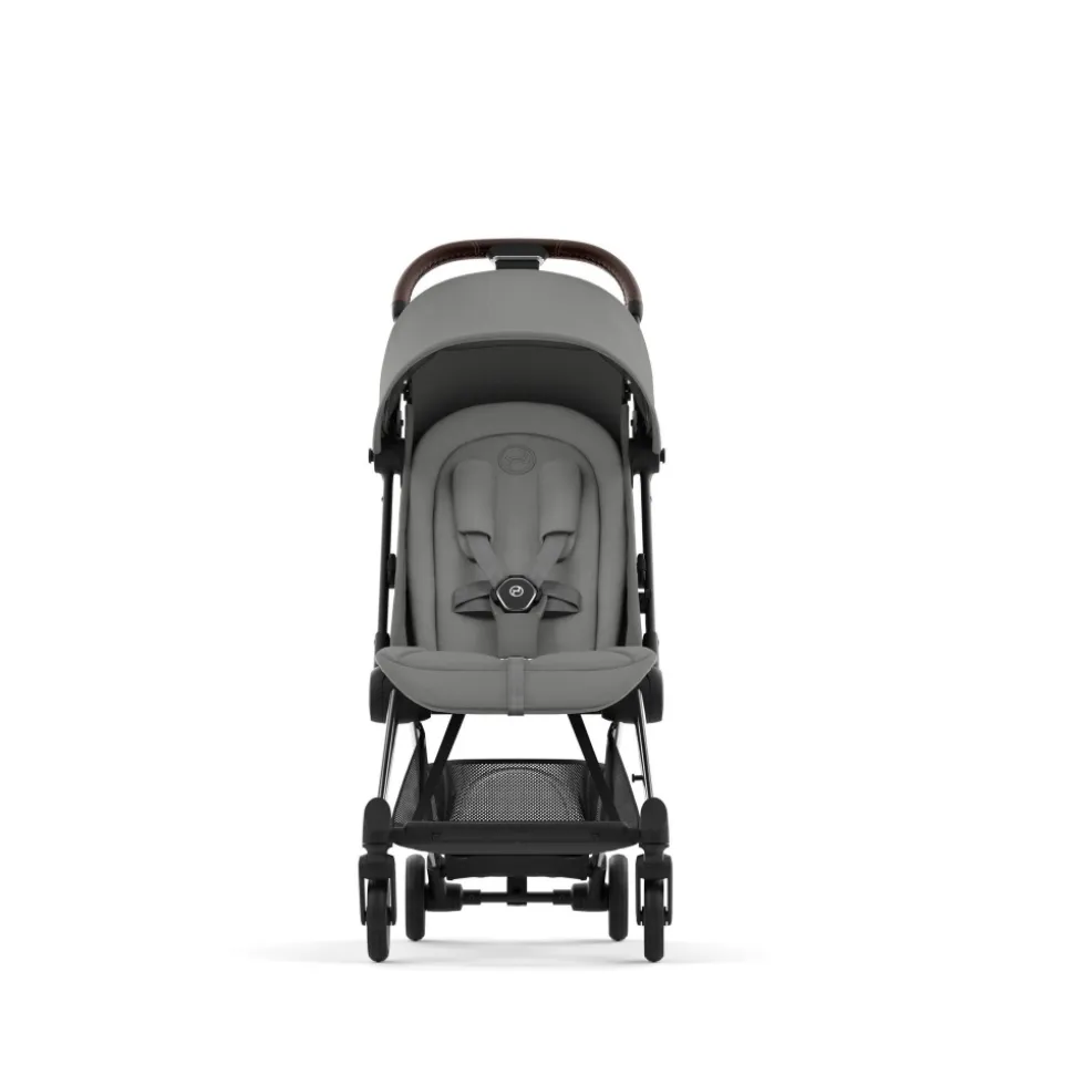 Poussette compacte coya mirage grey châssis chrome brown