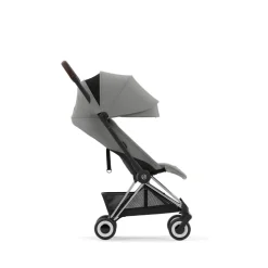 Poussette compacte coya mirage grey châssis chrome brown