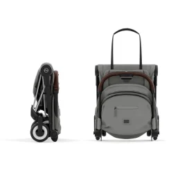 Poussette compacte coya mirage grey châssis chrome brown