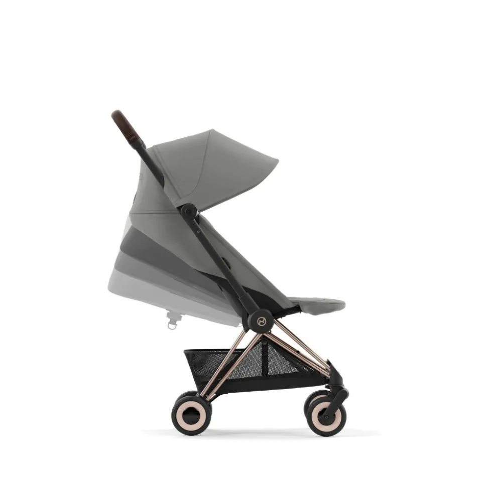 Poussette compacte coya mirage grey châssis rosegold